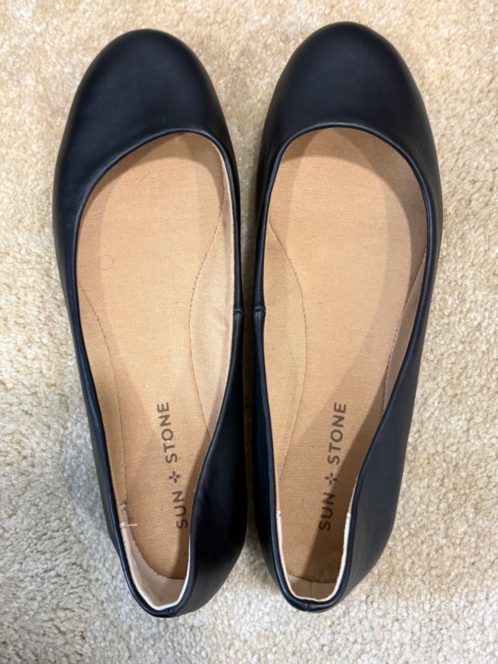 Sun + Stone Black Women's Classic Round-Toe Ballet Flats